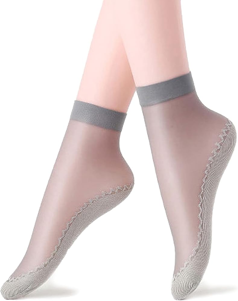 TeenFighter 10 Pairs Silky Nylon soft & breathable Ankle Socks for Girls, Cotton Sole Thin Elastic Socks for Women