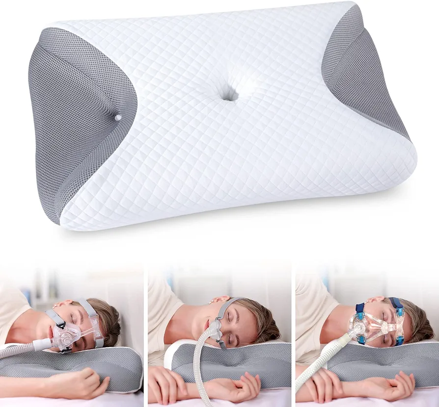 HOMCA CPAP Pillow for Side Sleeping, CPAP Nasal Pillows for All CPAP Masks Users to Reduce Air Leaks & Masks Pressure, Neck Support Pillows for Sleeping for Neck Pain Relief
