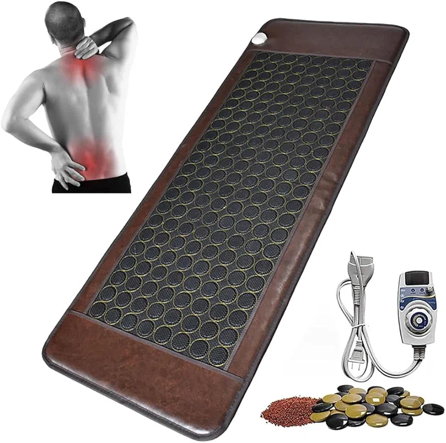 Infrared Heating Pad, Heating Pad for Back, Natural Jade Electric Heating Mat, Graphene Mattress with Timer, Adjustable Temperature and Auto-Shut for Office,Home,27.5x74.8in/70 * 190cm,B