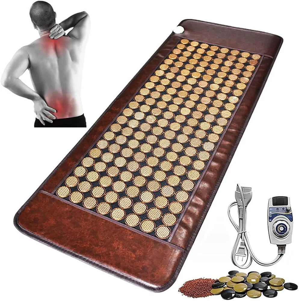 Infrared Heating Pad, Heating Pad for Back, Natural Jade Electric Heating Mat, Graphene Mattress with Timer, Adjustable Temperature and Auto-Shut for Office,Home,19.7x59in/50 * 150cm,C