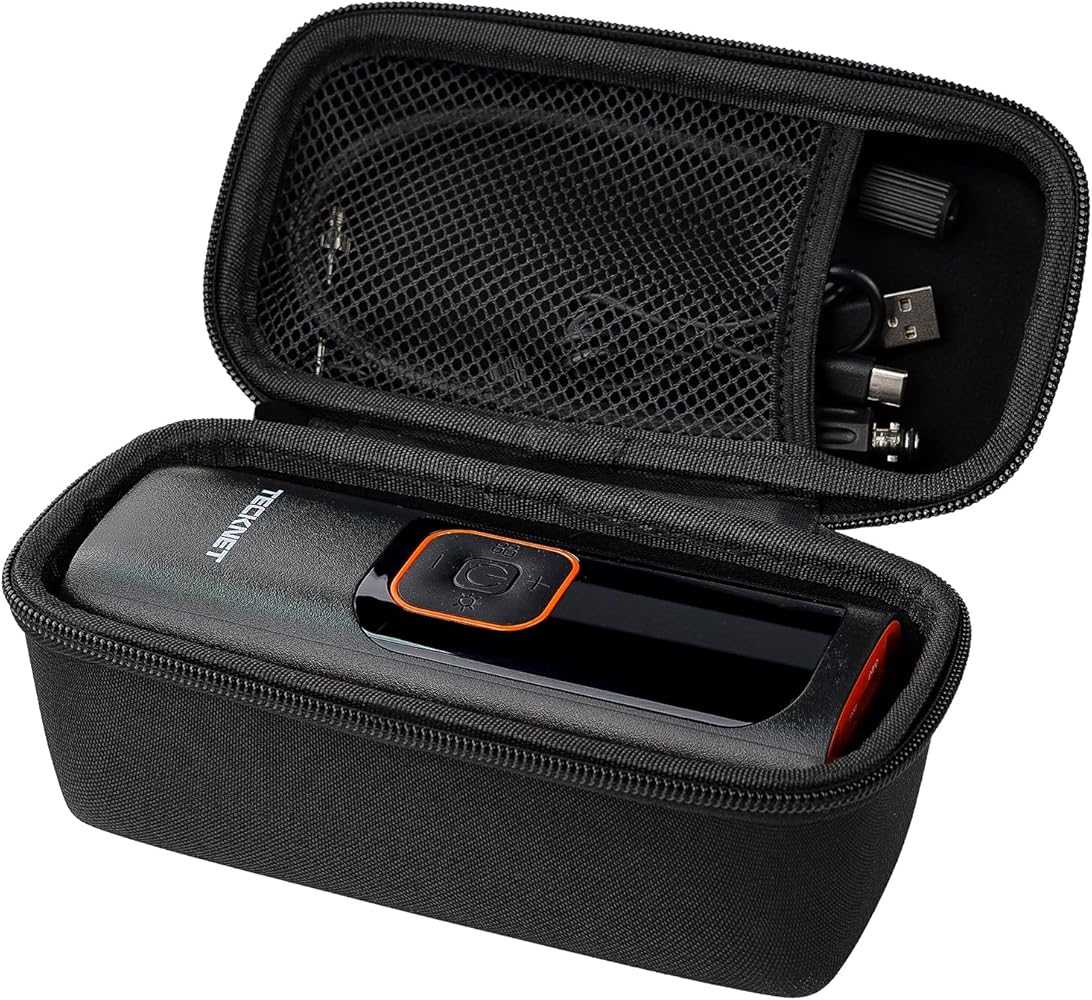 TECKNET Case Compatible with Portable Air Pump, 160 PSI Air Compressor, Car Tire Inflator Storage Bag for USB Cable, Air House, Connector and Accessories (Box Only)-Black