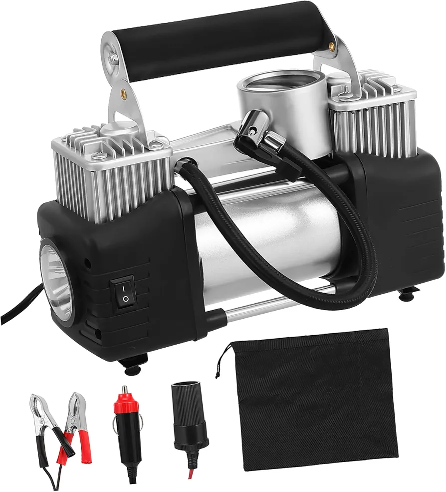 Toyvian Portable Tire Inflator Electric Air Compressor High Volume Air Pump for Car and Motorcycle Tires Compact Design for Easy Storage and Use