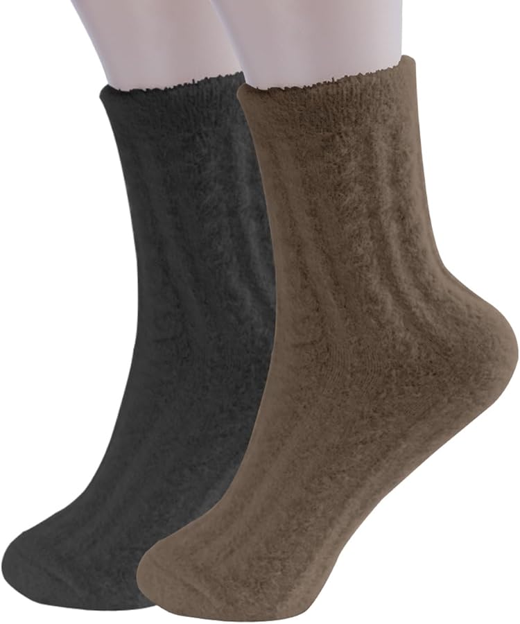 Womens Winter Warm Fuzzy Socks Casual Fleece Soft Slipper Socks 2 Pairs