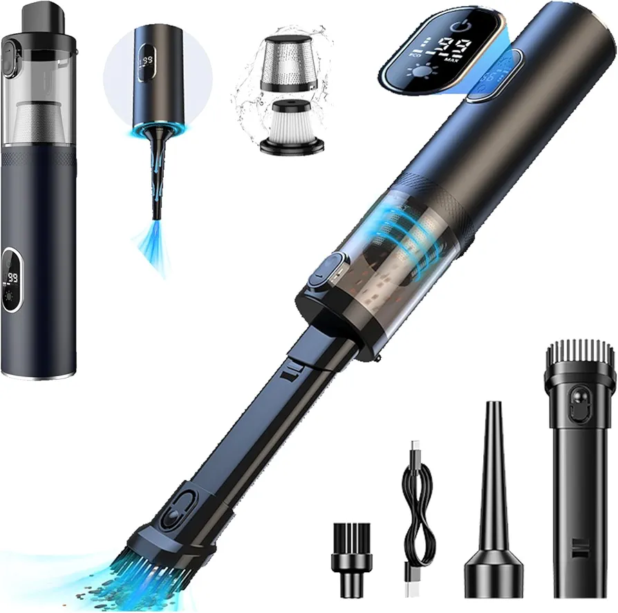Aerovac Car Vacuum, Aerovac V-15 Pro, Handheld Multifunctional Powerful 2 in 1 Aerovac Vacuum, Portable Cordless Slim for Home, Office, Car, Keyboard (1Pcs)