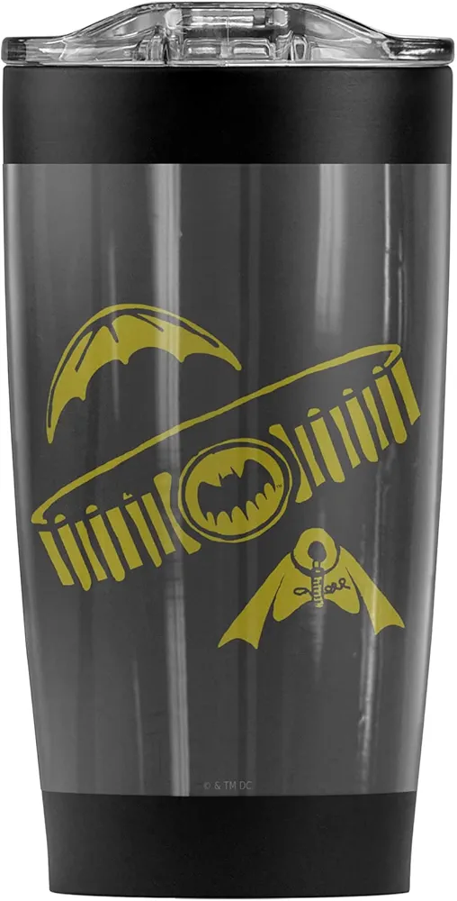 LOGOVISION Batman OFFICIAL The Lucius Fox Stainless Steel Tumbler with Straw and Flip Lid 20 oz Travel Mug/Cup, Vacuum Insulated & Double Wall with Leakproof Dual Lid