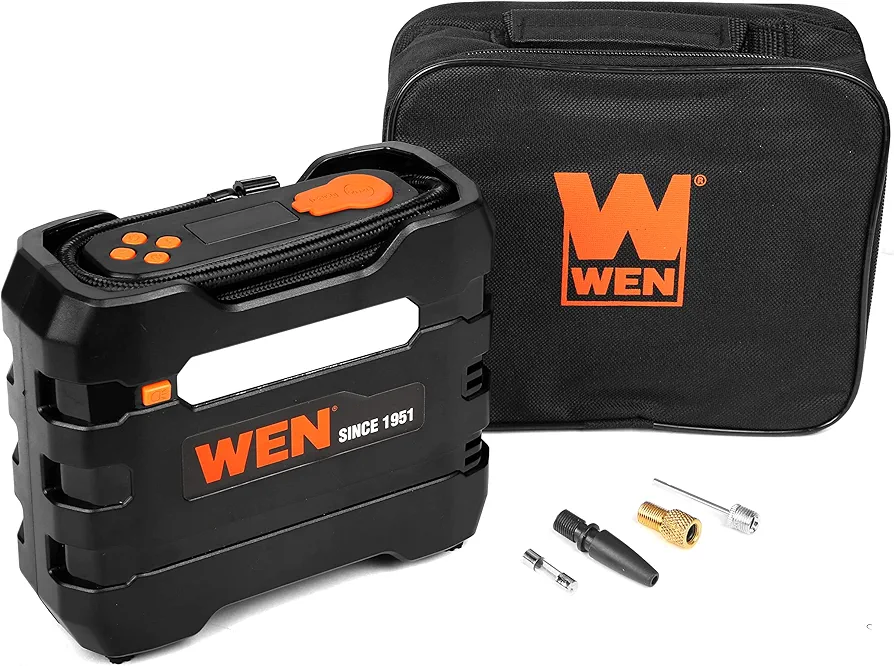 WEN Tire Inflator Portable Air Compressor, 12V, 90 PSI with Carrying Case (AA2225)