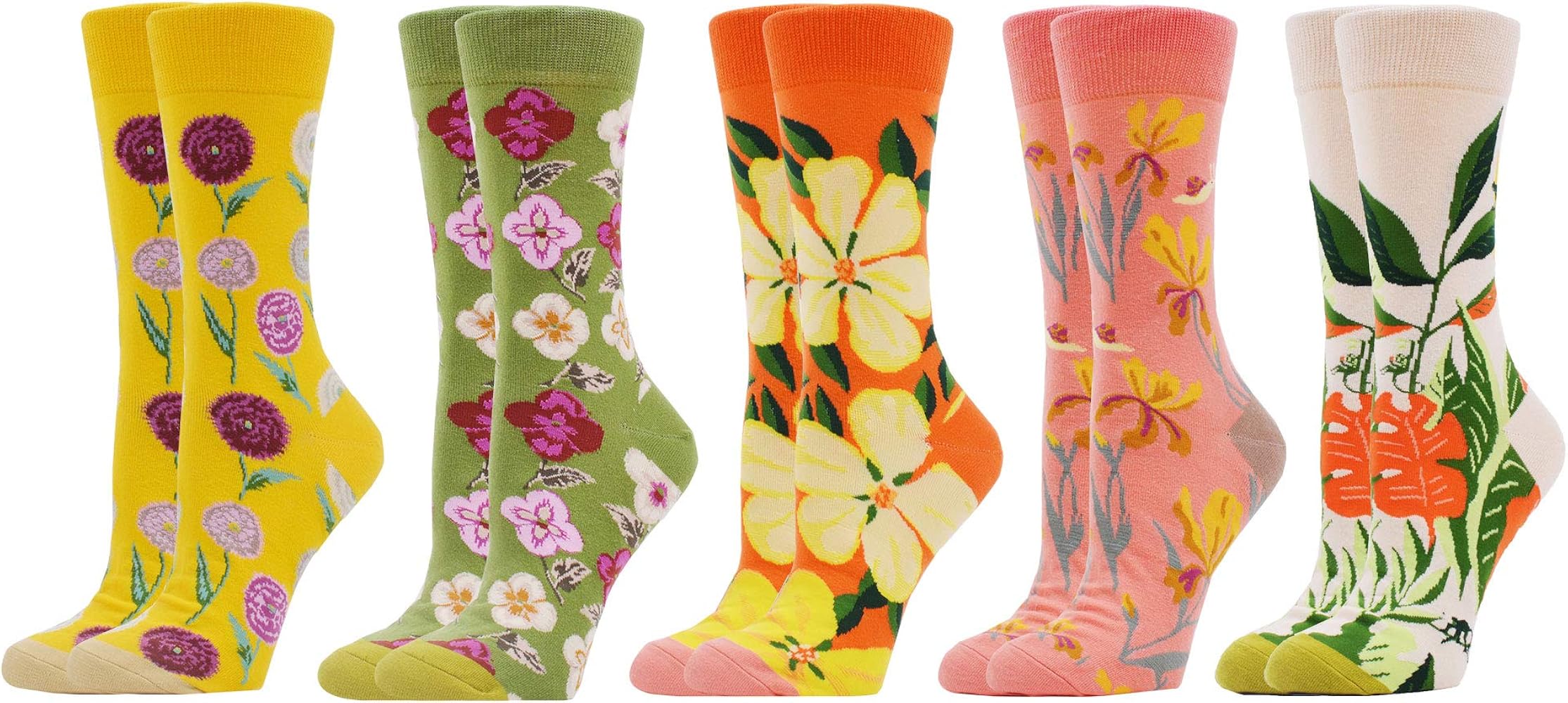 WeciBor Women's Funny Colorful Novelty Pattern Combed Cotton Socks 5 Pairs