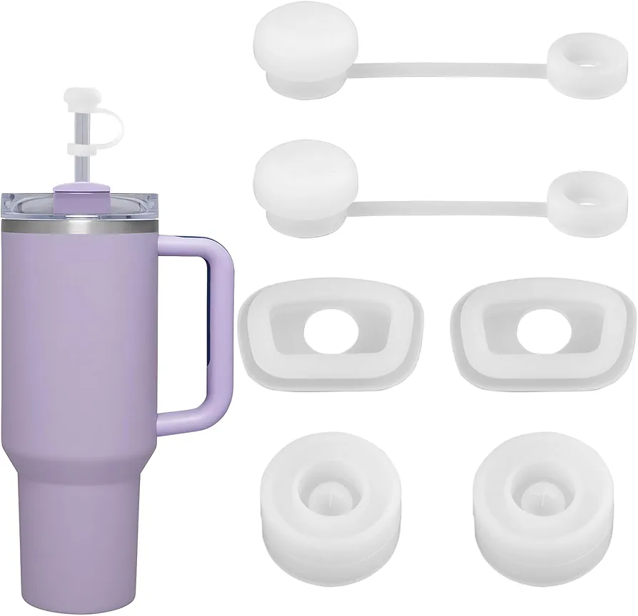 6Pcs Straw Toppers for Stanley Cup 1.0 40oz/30oz, Including 2 Straw Cover for Stanley, 2 Spill Stopper for Stanley and 2 Leak Stopper, Silicone Straw Stopper