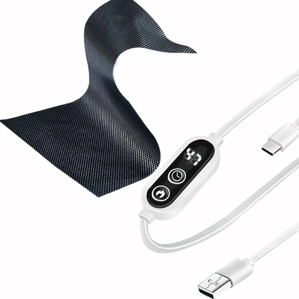 Graphene Heating Element 5.9 x 7.9inch with Tape C Input and 6.6ft Digital Temperature Display Control 5V 2A