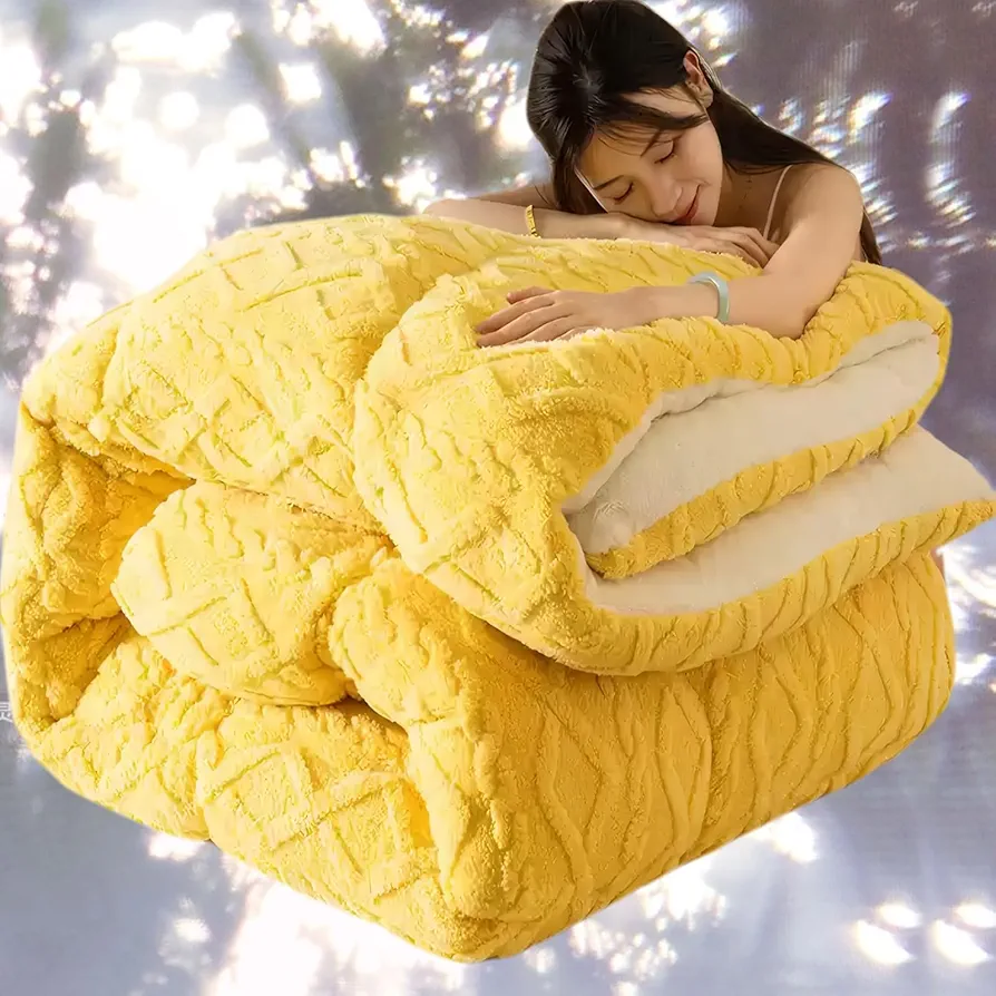 King Size Comforter Set - Thickened Super Soft Fluffy Comforter Queen Set - Breathable Warmth Sherpa Fleece Winter Comforter(D,150 * 200cm/2.0kg)