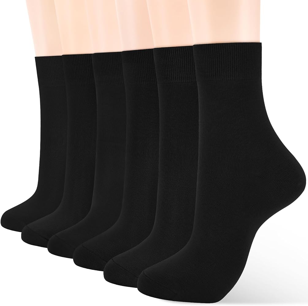 ATBITER Women's Thin Cotton Socks,Soft Cotton Bootie Socks Women Above Ankle Crew Socks (6-Pairs With Present Box)
