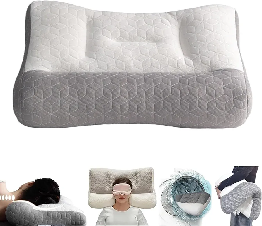 Pillow for Sleep Apnea - Ergonomic Contour Pillow for Neck & Shoulder Pain Relief, Orthopedic Correction & Traction Support for All Sleeping Positions
