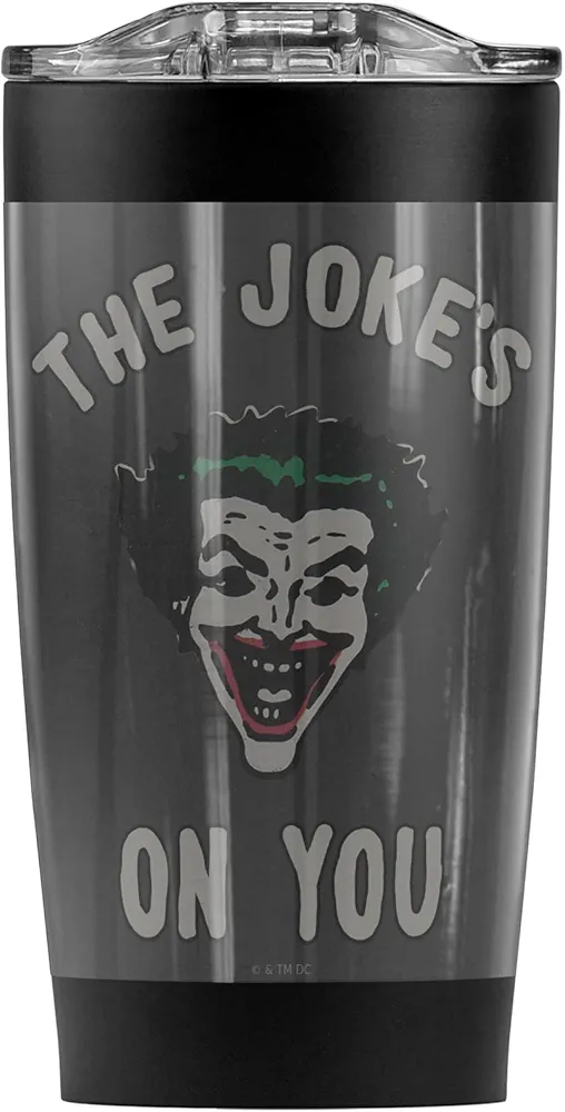 LOGOVISION Batman OFFICIAL The Joke'S On You Stainless Steel Tumbler with Straw and Flip Lid 20 oz Travel Mug/Cup, Vacuum Insulated & Double Wall with Leakproof Dual Lid