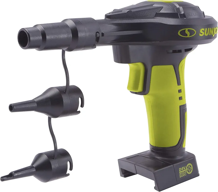 Sun Joe 24V-AJV-CT 24-Volt High-Volume Portable Inflator, Tool Only , Green/Grey