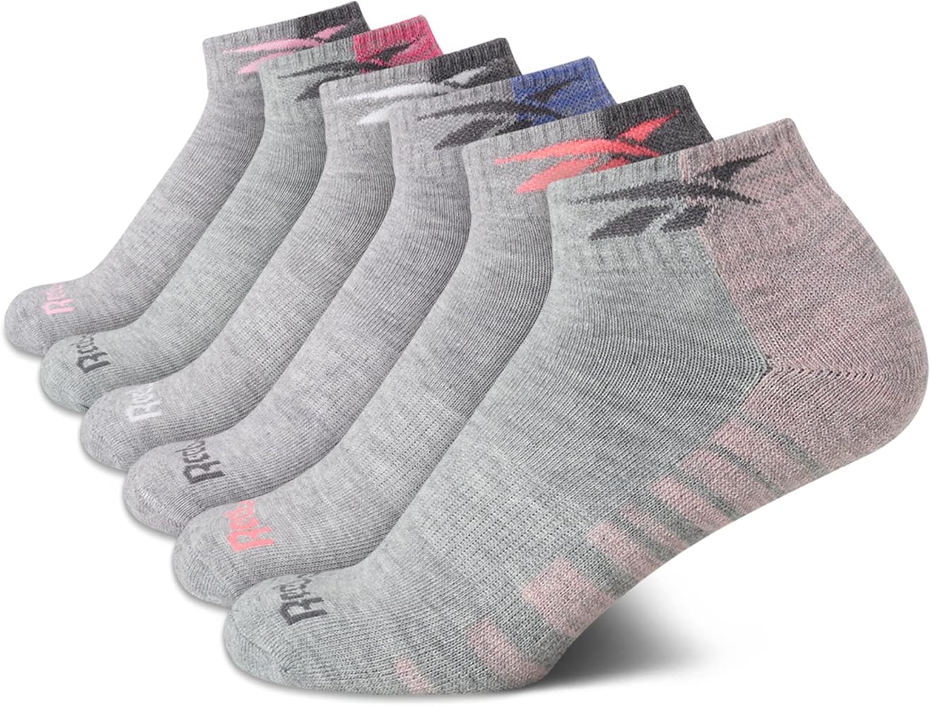 Reebok Women's Quarter Socks - 6 Pack Stretch Performance Arch Support Socks - Soft Cushioned Athletic Socks for Women (4-10)