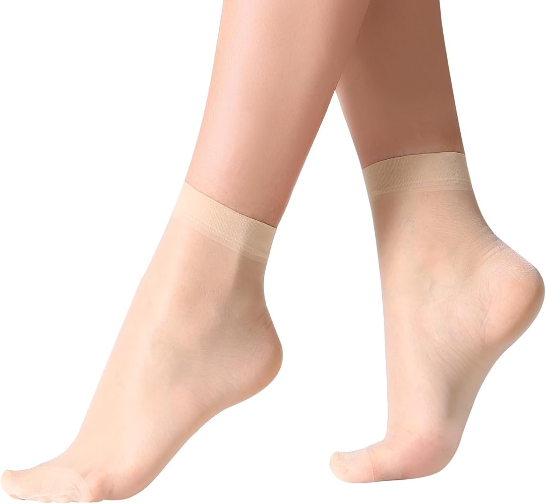 Yilanmy 12 Pairs Sheer Ankle High Socks Nylon Reinfored Toe Pantyhose Socks for Women