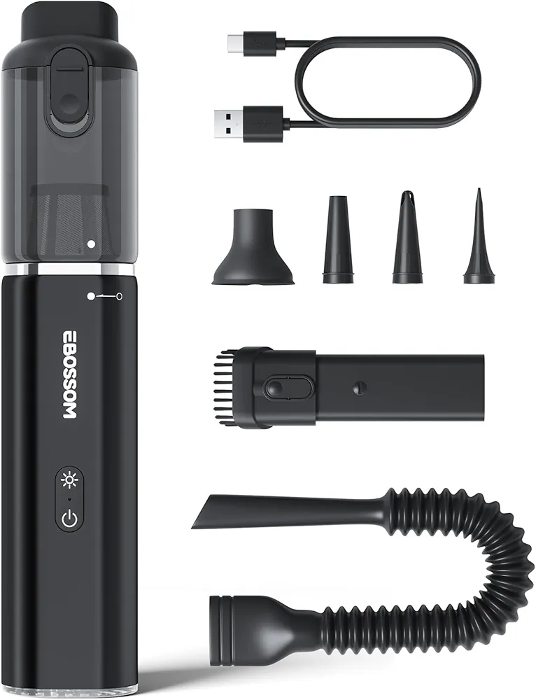 Car Vacuum with 21000Pa High Suction, Portable Vacuum for Car, 2 Modes, 30 Mins Runtime, 4 in 1 Vacuum Cleaner with LED, Cordless Handheld Vacuum V8 Ultra