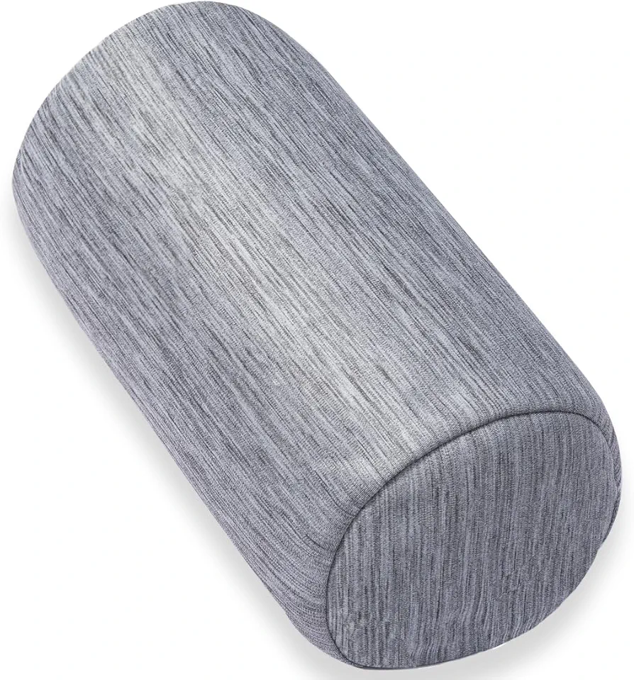 Round Cylinder Bolster Pillow with Removable Cooling Cover, Tube Roll Cervical Pillow for Head, Neck, Back and Legs Support, 13"x 6", Grey