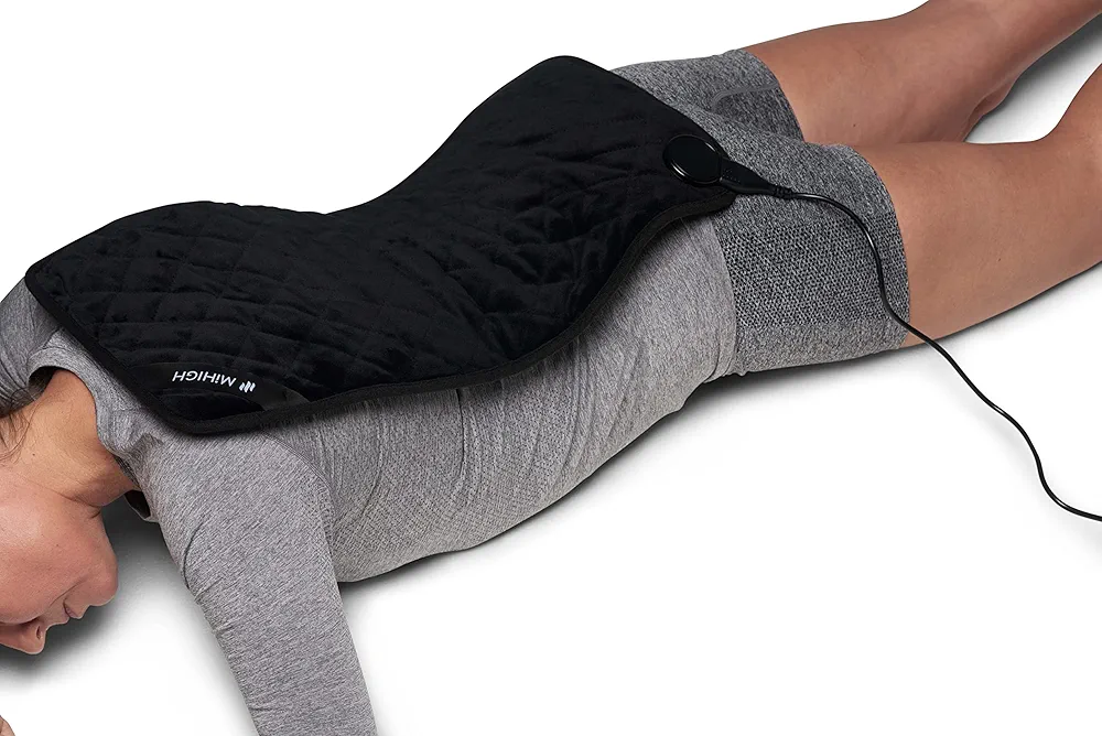 MiHIGH Infrared Heating Pad for Back Pain & Cramps (Black) - Weighted Heat Pad with Temperature Controller Supports Relief for Shoulders - Hot Pad Promotes Circulation for Stomach, Arms, & Legs
