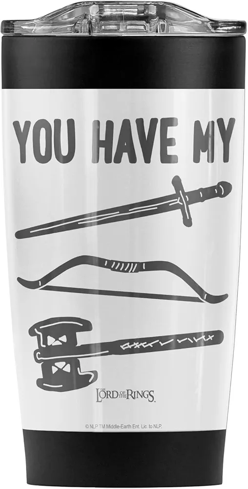 LOGOVISION Lord Of The Rings OFFICIAL The Fellowship Stainless Steel Tumbler with Straw and Flip Lid 20 oz Travel Mug/Cup, Vacuum Insulated & Double Wall with Leakproof Dual Lid