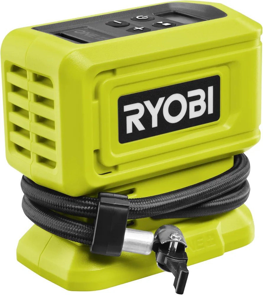 Ryobi - 18 V ONE+ 11 bar cordless compressor - tire and balloon inflation - Comes with 3 tips (without battery) - RPI18