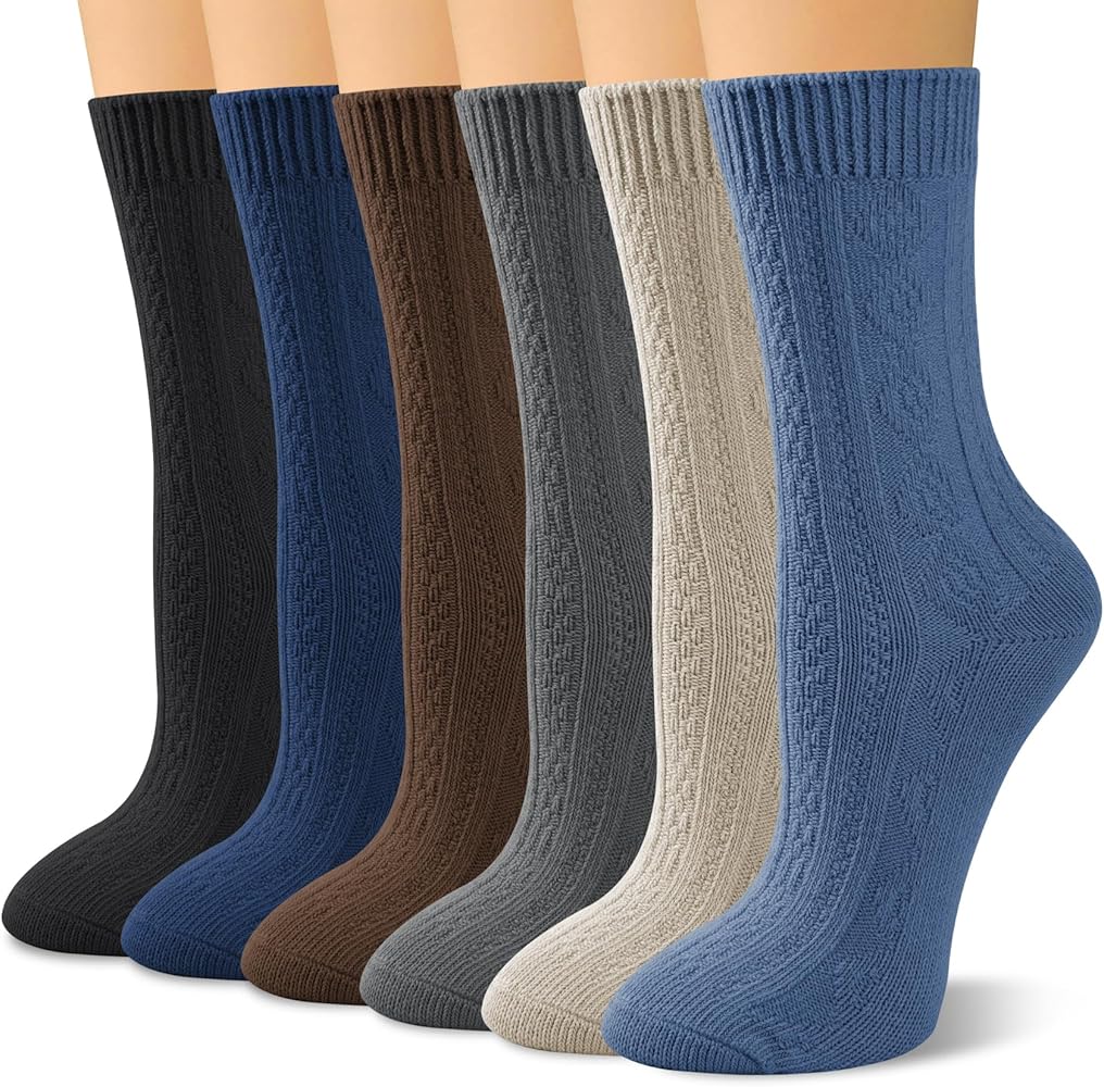 Justay Womens Crew Socks Soft Knit Boot Calf Socks Comfortable Cotton Socks for Women Gifts