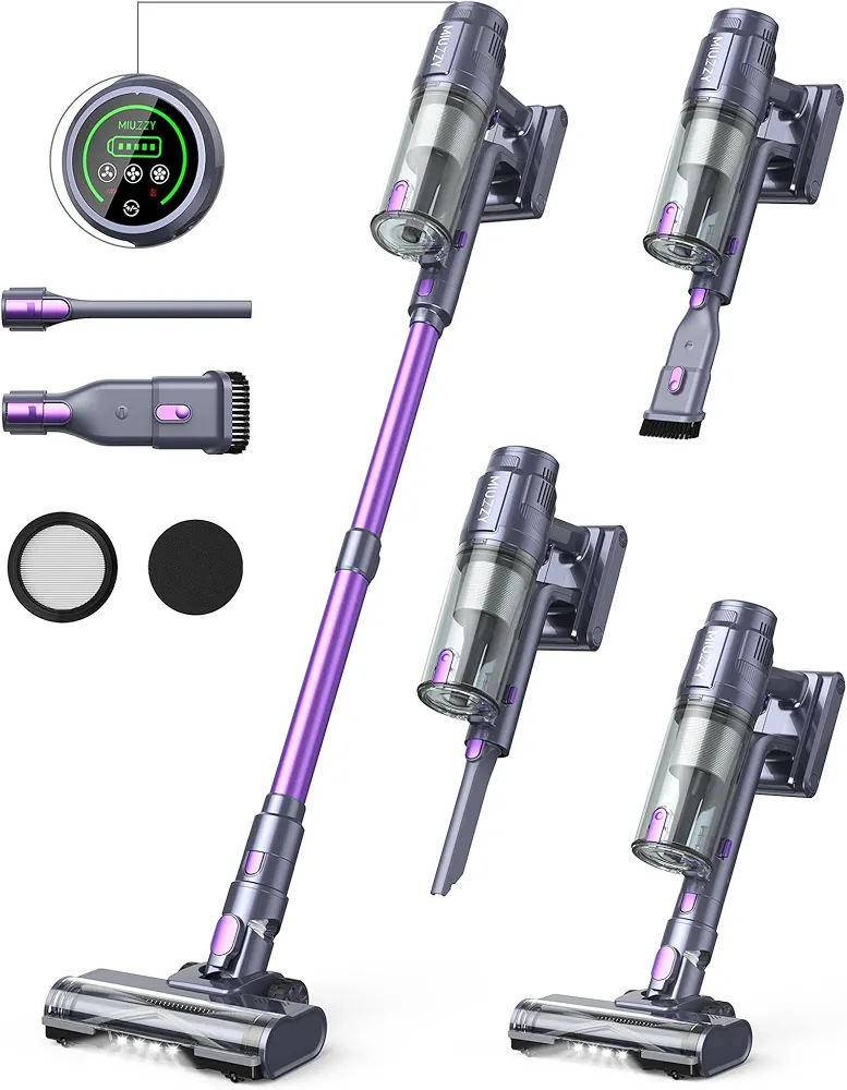 Cordless Vacuum Cleaner, Brushless Vacuum Cleaner with Touch Screen, Up to 50 Mins Runtime, Lightweight Vacuum for Carpet, Home Hardwood Floor and Pet Hair