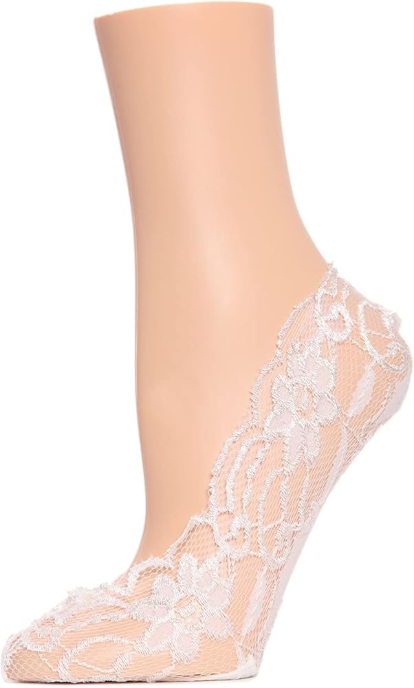 MeMoi Women's Lacy Floral No Show Liner Socks