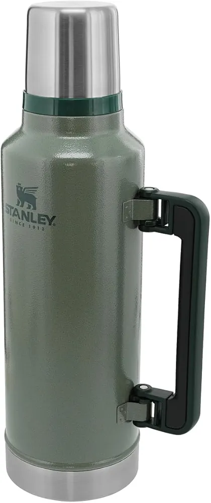 Stanley Classic Vacuum Insulated Wide Mouth Bottle - Hammertone Green - BPA-Free 18/8 Stainless Steel Thermos for Cold & Hot Beverages - 2.0 QT
