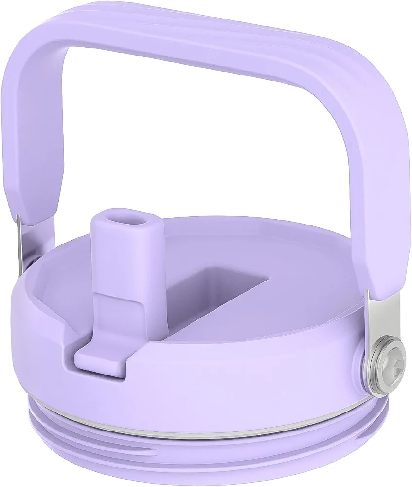 Replacement Lid with Flip Straw and Top Handle, Replacement Lid 30oz/40oz/50oz/64oz Tumbler, Screw On Lid (Light Purple)