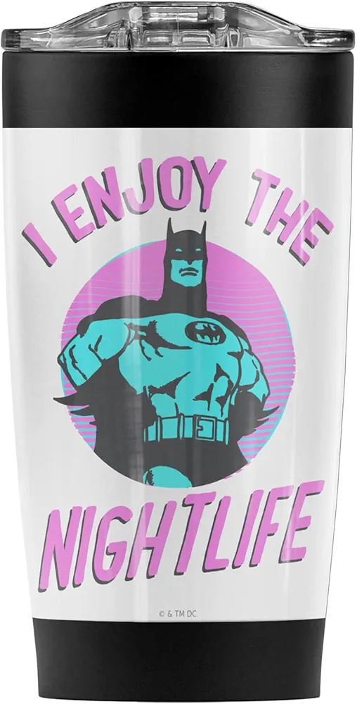 LOGOVISION Batman OFFICIAL The Gotham Nightlife Stainless Steel Tumbler with Straw and Flip Lid 20 oz Travel Mug/Cup, Vacuum Insulated & Double Wall with Leakproof Dual Lid