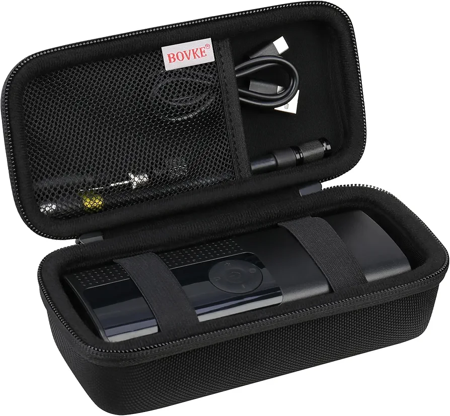 BOVKE Travel Case Compatible with Tire Inflator Portable Air Compressor, 120 PSI Air Pump Carrying Bag Storage Holder, Mesh Pocket for USB Cable, Air House, Connector, Black+Black