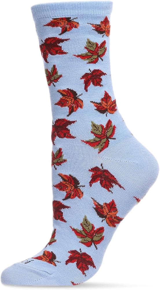 MeMoi Women's Autumn Falling Leaves Rayan Blend Crew Socks