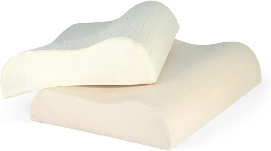 Turmerry Green Natural Organic Latex Contour Pillow - Standard Pillow- Medium Firm - Neck Pain Relief, Pillow for Neck and Shoulder Pain, Neck Pain Pillow, Side Sleeper Pillow, Cervical Pillow