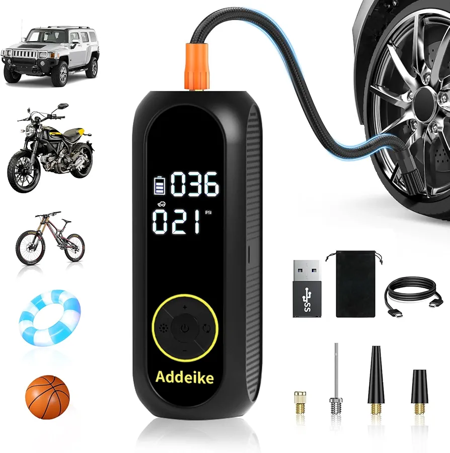 Tire Inflator Portable Air Compressor,150PSI Portable Air Pump for Car Tires with Digital Tire Pressure Gauge/LED Light/Power Bank,Tire Inflator Fast Inflation for Car Motorcycle Bicycle Ball