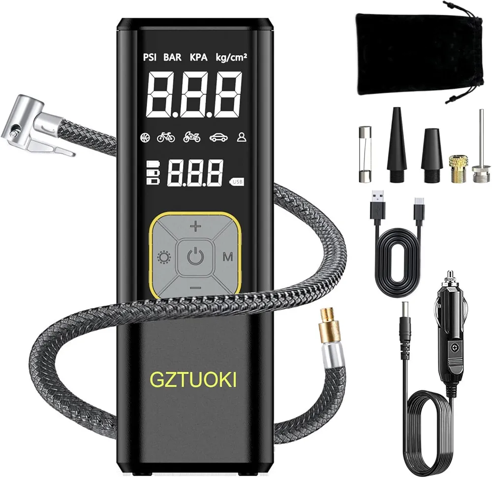 Tire Inflator,Portable Air Compressor for Tires,Battery & 12V DC Dual Power,150 PSI Auto Air Pump for Car Tires Cordless with Tire Pressure Gauge, Electric Balloon Pump Also for Ball,Bike,Inflatables