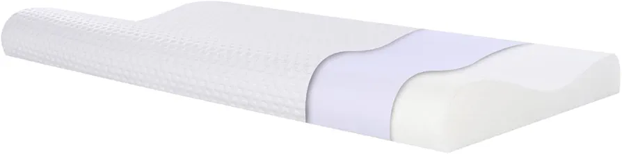 SUQ I OME Slim Sleeper-Thin Memory Foam Pillow for Sleeping,1.9'' to 2.4 '' Thin & Low Cervical Profile, Soft, for Neck Pain, Stomacher, Back and Side Sleeper(23.6x13.7x2.4/1.9 inch,White)