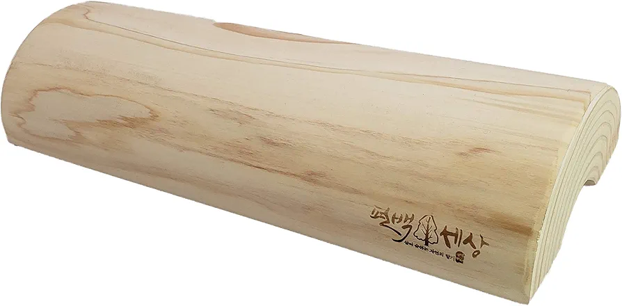 Therapeutic Wooden Pillow made of Hinoki Cypress for Stiff Neck, Shoulder Pain, Spinal Health, and Relaxation( (12 inch x 2 inch)
