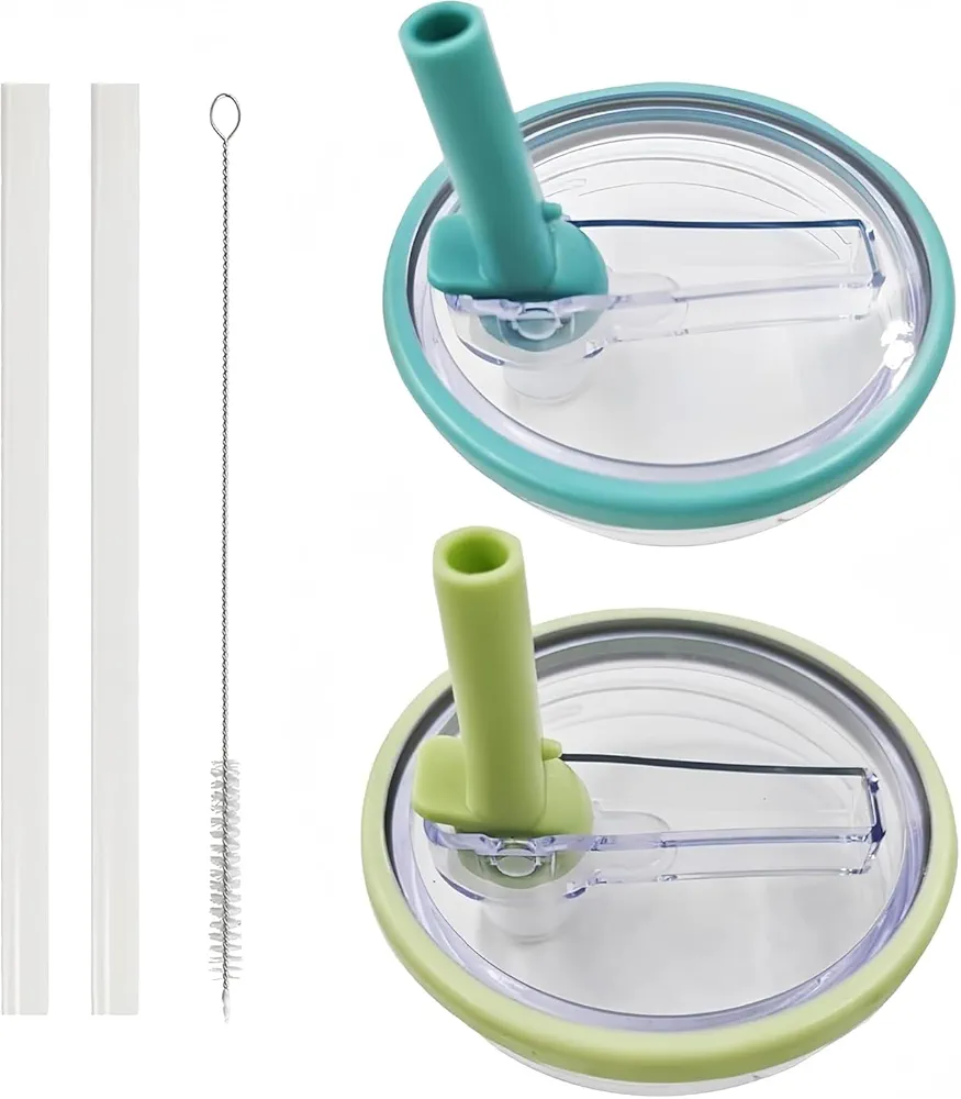 2024 New 30 oz Tumbler Flip Straw Lid Replacement Compatible with Stanley Quencher Tumbler Cup, 2 PCS Leak-Proof Compatible with Stanley 30 oz Spill Proof Lid Compatible with Hydrojug (Blue/Green)
