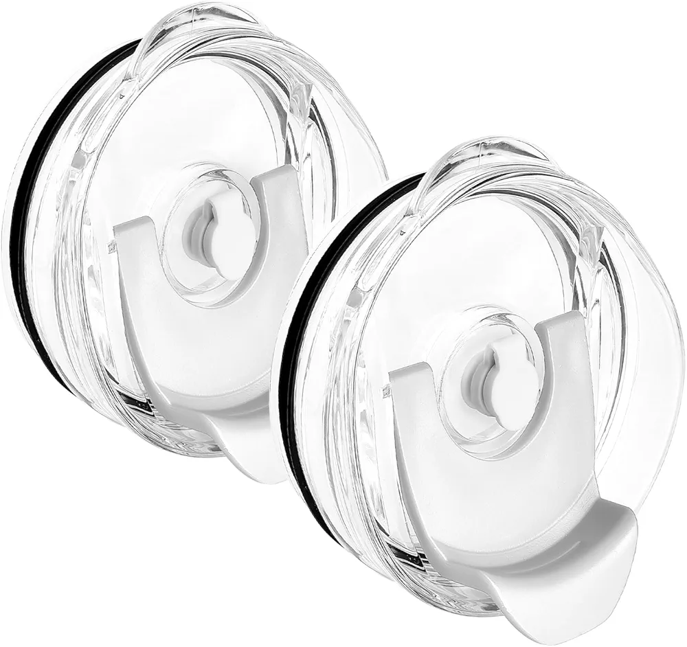 2 Pack replacement lids for 40 oz tumblers, compatible with YETI, RTIC, Ozark Trail, And Others. Dual drinking options: Sip Directly Or Use a Straw Through The Flip-Open Lid (White)