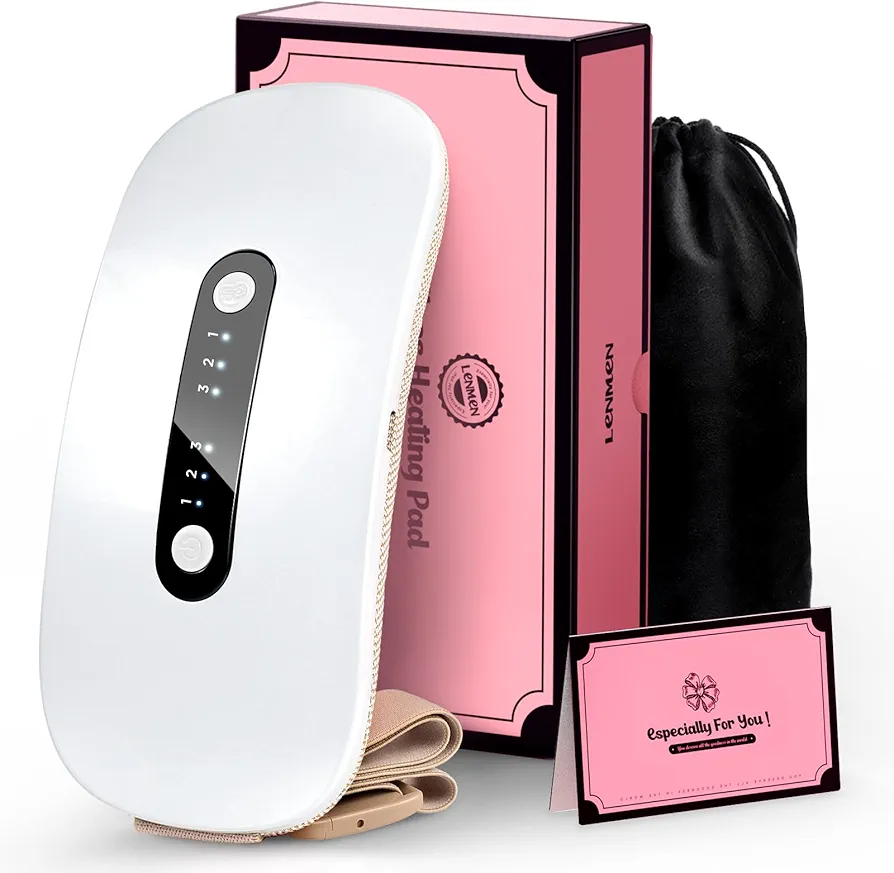 Magnetic Therapy Heating Pad for Period Cramps, 3s Heat Up Portable Heating Pad Relieve Menstrual Back Belly Pain, Cordless Heating Pads with 3 Heat Levels 3 Massage Modes, Gifts for Mothers day Women