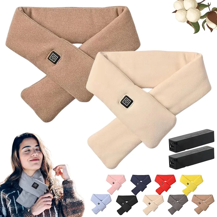 Intelligent Electric Heating Scarf, Sigmakin Electric Heating Scarf, Brylony Heated Scarf Rechargeable, Neck Heating Pad for Neck Pain Relief for Women Men, with 3 Heating Levels (2pcs-A-1)
