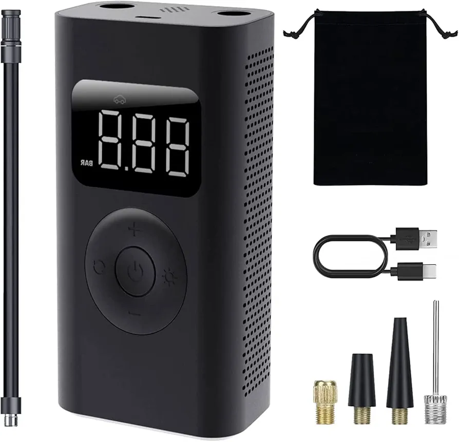Tire Inflator Portable Air Compressor, 120PSI Cordless Electric Air Pump with APP Fast Inflation with Digital Pressure Gauge Auto Shutoff and Emergency Light for Cars, Bikes, Balls, Motorcycles