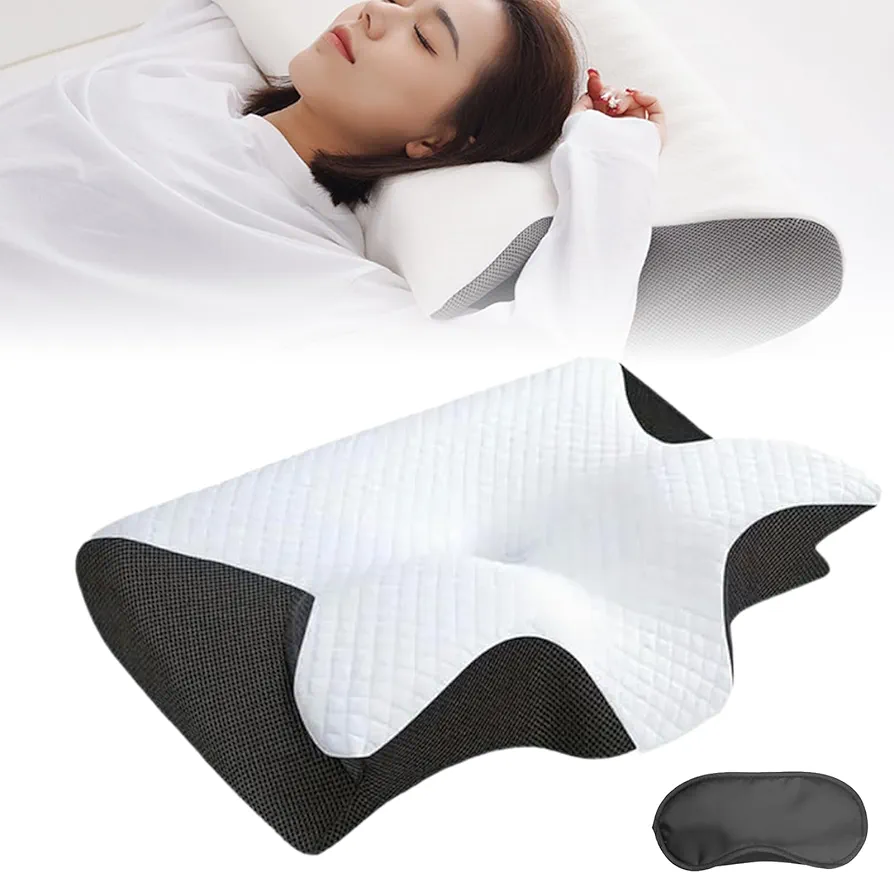 Dreamers Relief Pillow - 2024 Best Dreamers Global Pillow, Rotayaltyte Pillow, Royalty Pillow, Soft Memory Foam Ergonomic Pillow, Truephorm Butterfly Cervical Neck Pillow (Black)