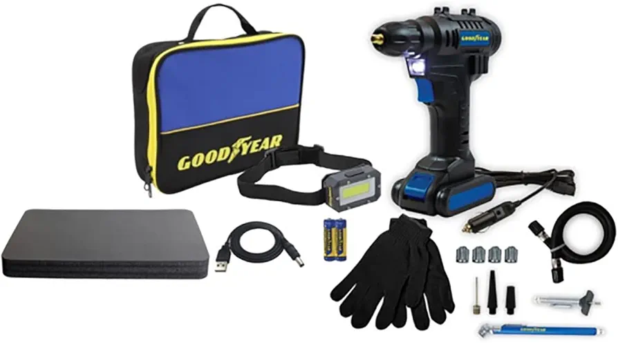 Goodyear Rechargeable Tire Maintenance Kit GY3197 Tire Inflator Portable Air Compressor 12V Roadside Emergency Kit