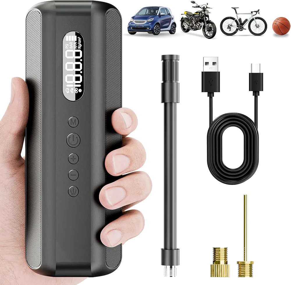 Bike Tire Pump Electric Air Inflator with Digital Gauge Portable Bike Pump 150PSI High Pressure Air Compressor for Road Bike, Mountain Bike,Motorcycle with Presta, Valve Accessories