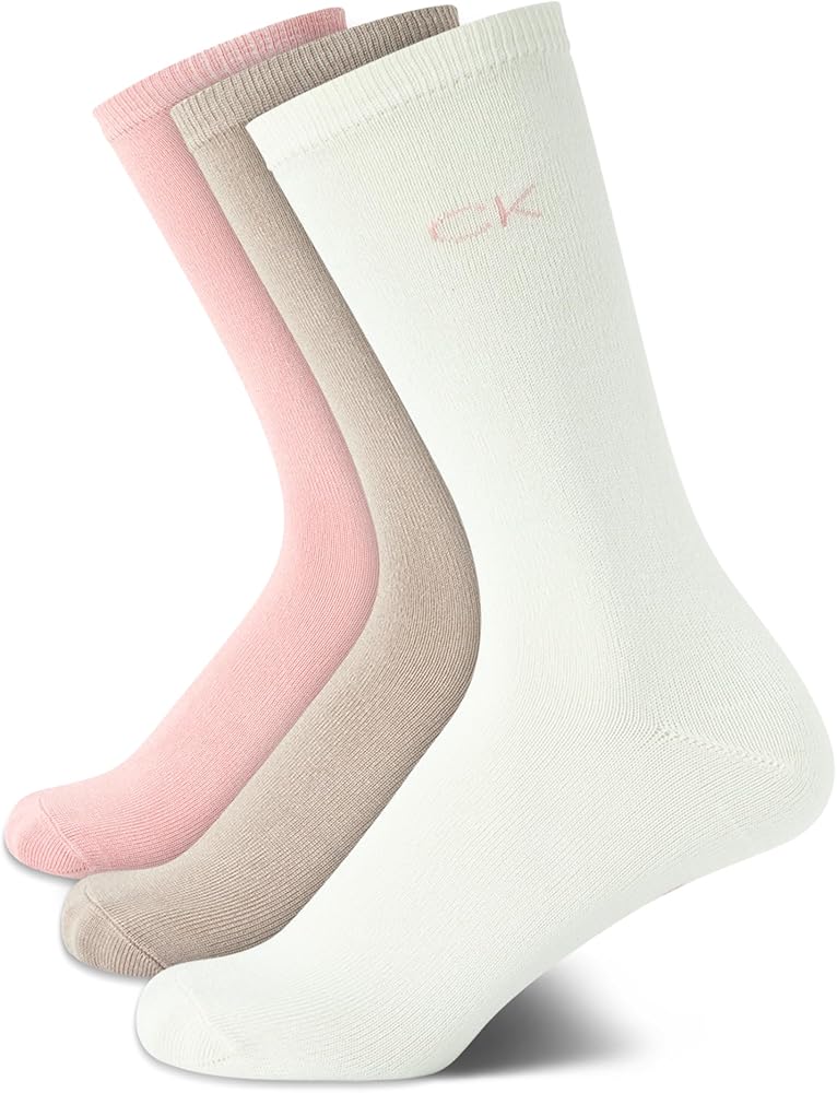 Calvin Klein Women's Crew Socks - 3 Pack Super-Soft Sustainable Luxury Cushion Crew Socks - Athletic Socks for Women (4-10)