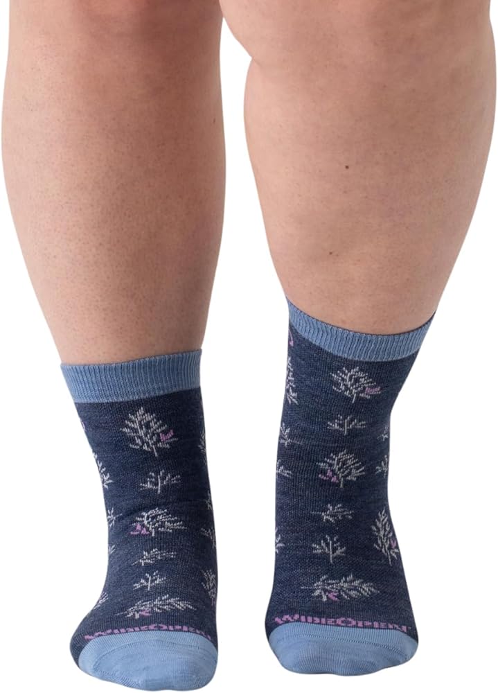 Wide Open Micro Crew Women's Socks - Merino Wool Socks for Women, Foliage Lightweight Everyday Wide Socks