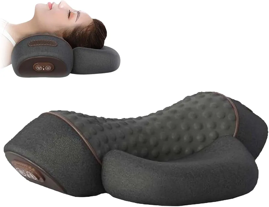 Callixe Thera Pillow Massage Neck Hump, Cervical Massage Traction Bed Back Pillow, 3-in-1 Neck Massage Pillow, Heated Massage Neck Pillow, Memory Foam Pillows (Heating Black)