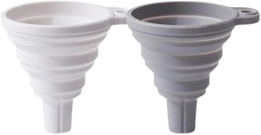2-Pack Silicone Funnels, Food Grade, Foldable, Portable, Retractable, Large-Caliber, Home Daily Use, High Temperature Resistant, Refueling and Filling Funnel
